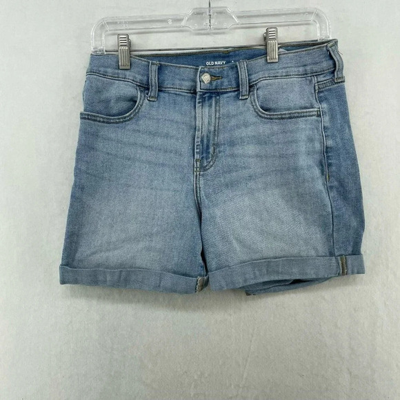 Old Navy Pants - Old Navy Shorts Women's Sz 4 Blue Mid-Rise Cuffed Hem Flat Front Stretch Denim